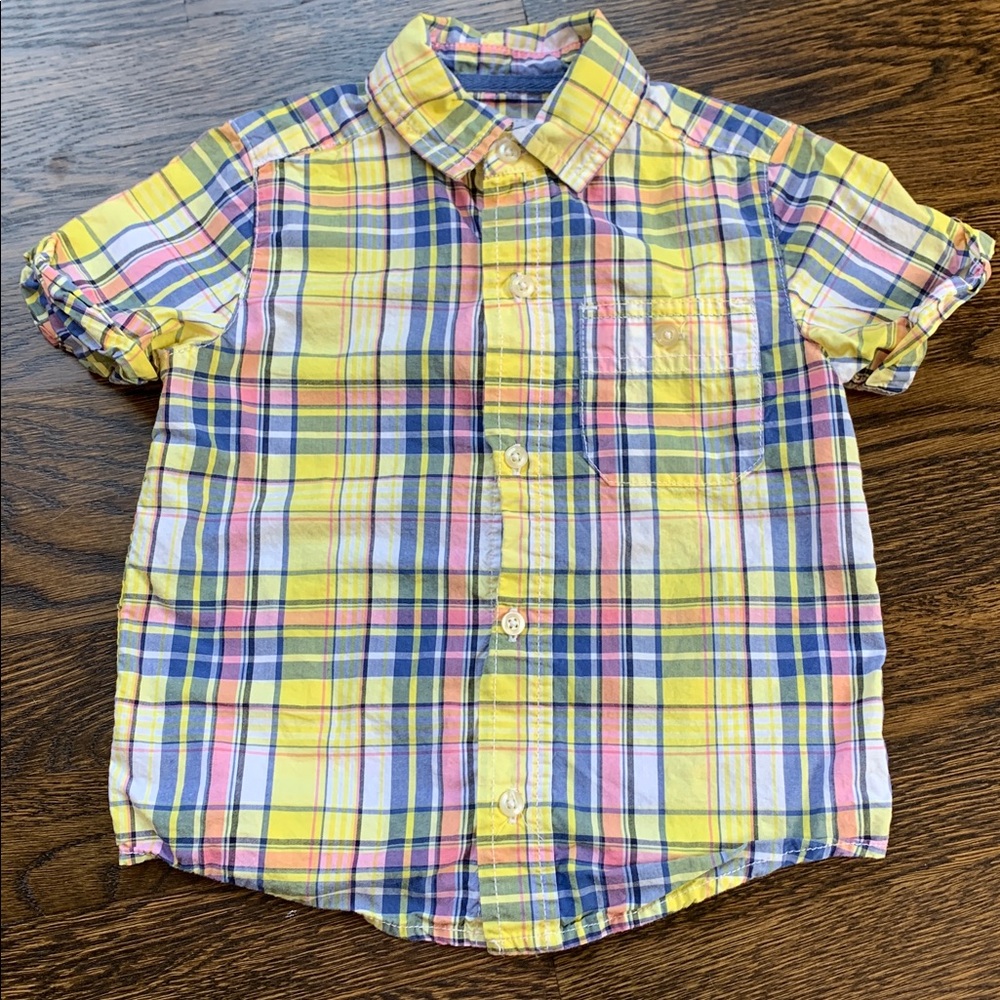 Carter's Colorful Plaid Short Sleeve Shirt -3T